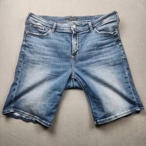 Silver Jeans Co Elyse Bermuda Shorts Blue Denim Medium Wash W34 L9 L53015EAE397